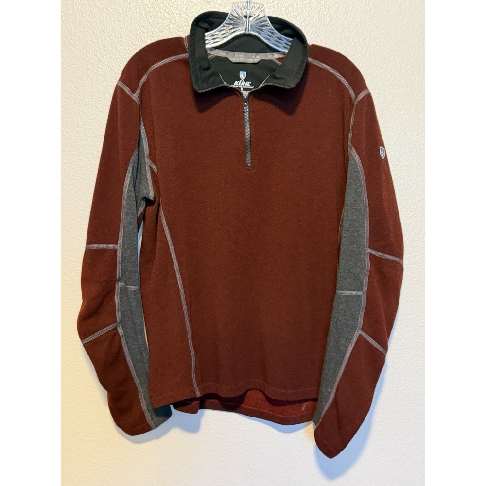 KUHLl Revel Kashmira 1/4 Zip Mens M Burgundy Outdoor Long Sleeve Fleece Pullover